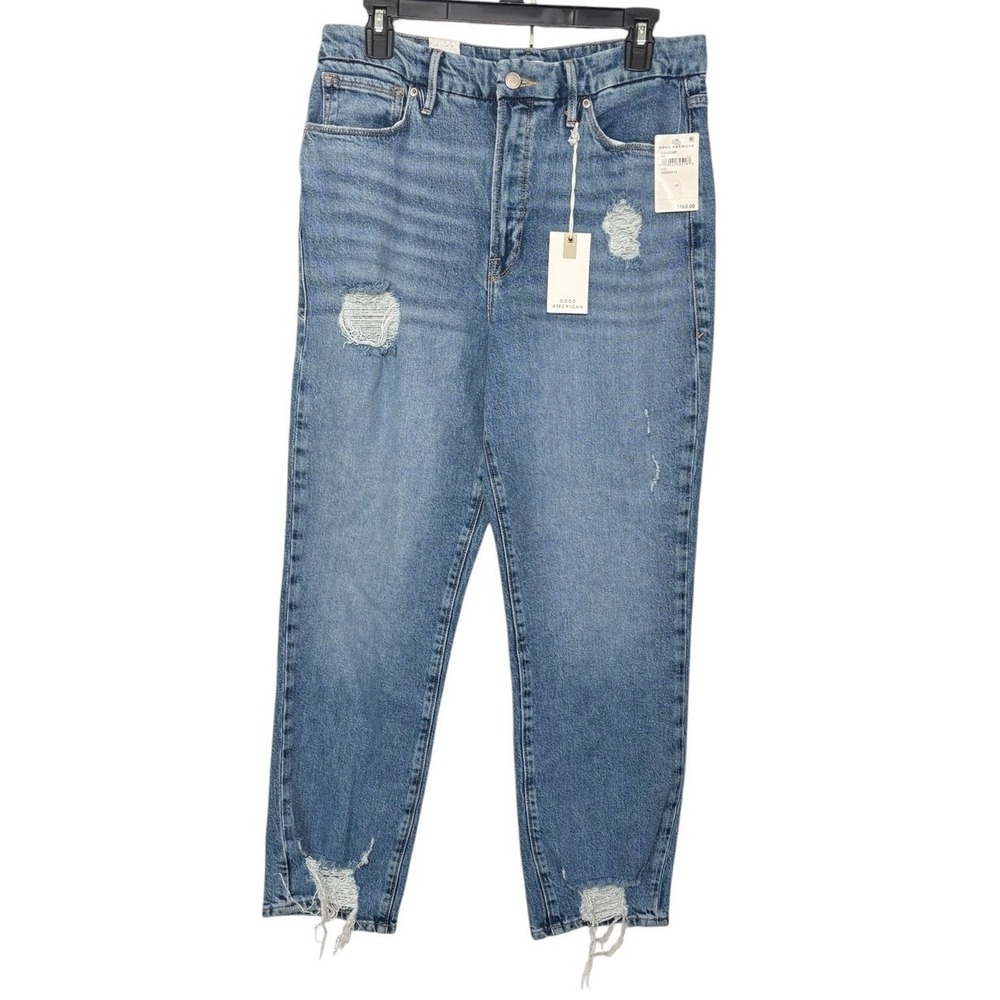 Good American Distressed Straight Leg Jeans Women's Size 10/30 NEW Stretch